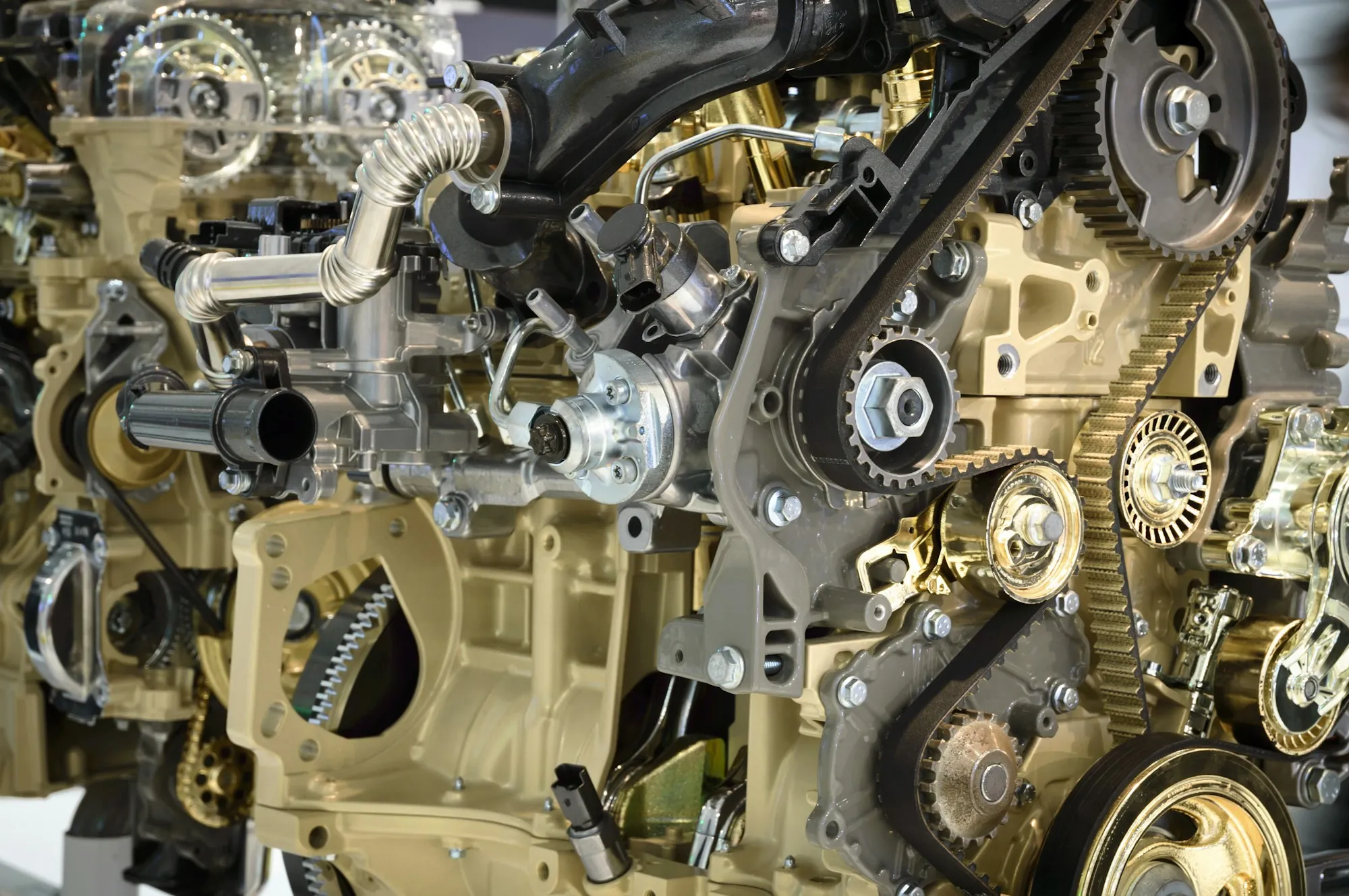 Close-up of engine timing gears