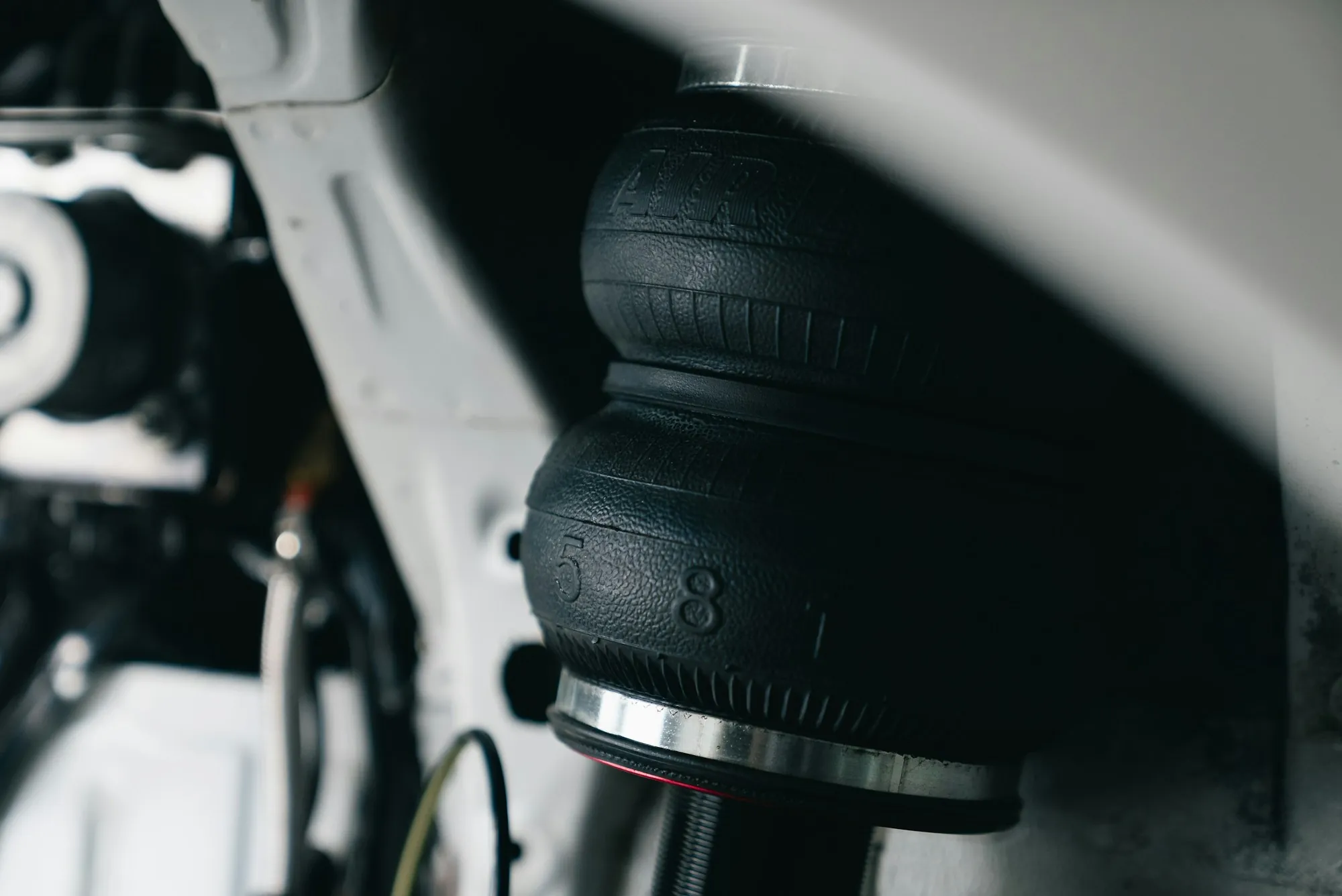 Close-up of a vehicle air suspension component